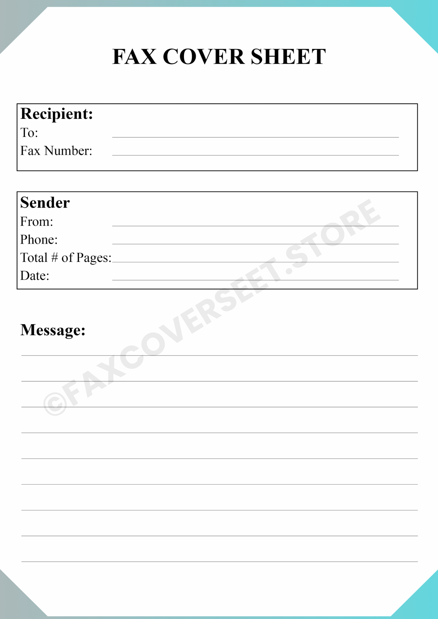 Personal Fax Cover Letter